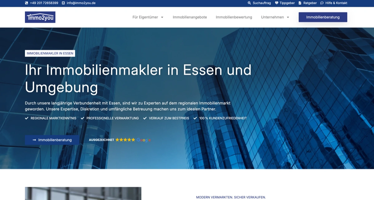 immo2you – Immobilienmakler Essen – Screenshot